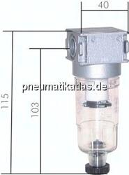 F 018 S MULTIFIX Filter, G 1/8", Baur. 0, mit Polycarbonatbehälter und Schutzkorb