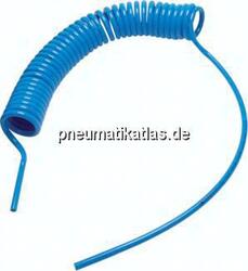 SP PUN 64/6 PUR-Spiralschlauch 6 x 4 mm, blau, 6 mtr. Arbeitslänge