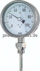 TS 55100100 ES Bimetallthermometer, senk-recht D100/-50 bis +50°C/100mm