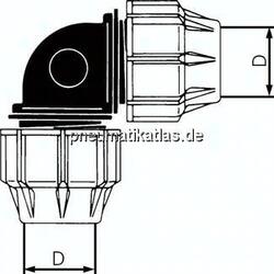 18050-75 PEX-Rohrverschraubung, Winkel, PP, 75 mm