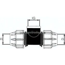 18140-752075 PEX-Rohrverschraubung, T-Stück, PP, 2"(IG)-75mm