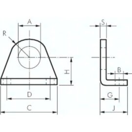 BF 12/16 ES Fußwinkel für 12 und 16mm ISO 6432-Zylinder, 1.4301