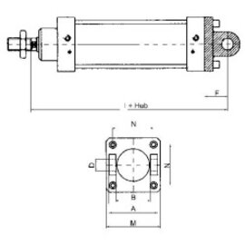 TC 200 ISO 15552-Gabelschwenkbefesti-gung 200 mm, Aluminium mit Buchse