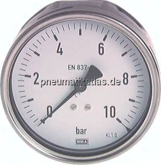 MW 60100 CR Manometer waagerecht (CrNi/Ms), 100mm, 0 - 60 bar