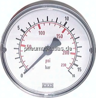 MW 1,658 Manometer waagerecht (KU/Ms), 50mm, 0 - 1,6 bar, G 1/8