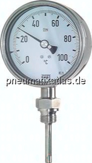 TS 600100160 ES Bimetallthermometer, senk-recht D100/0 - 600°C/160mm