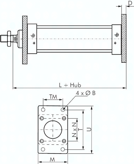 TB 100 ISO 15552-Flanschbefestigung 100 mm, Stahl verzinkt